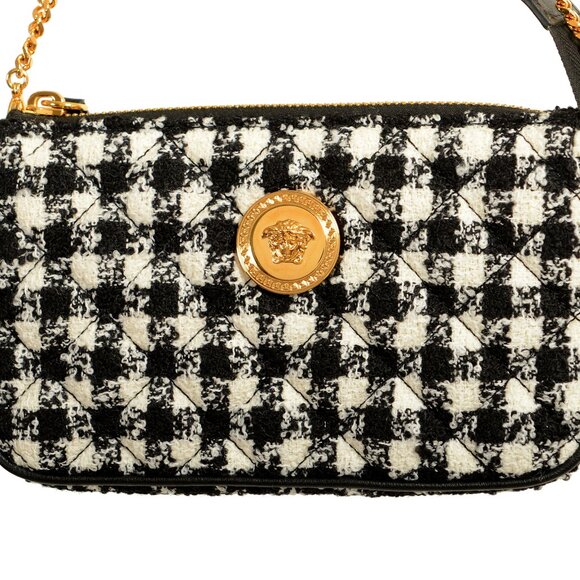 Versace Women's Wool Lurex Jacquard Gold Medusa Quilted Handbag Shoulder Bag - Picture 2 of 7